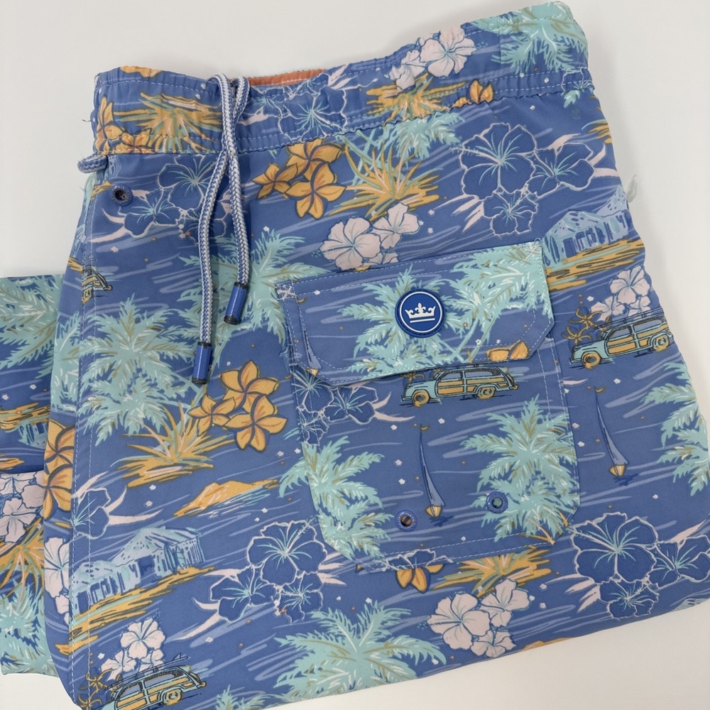 Peter Millar Seaside Collection Tropical Woodie Wagon Swim Trunks Mens Large